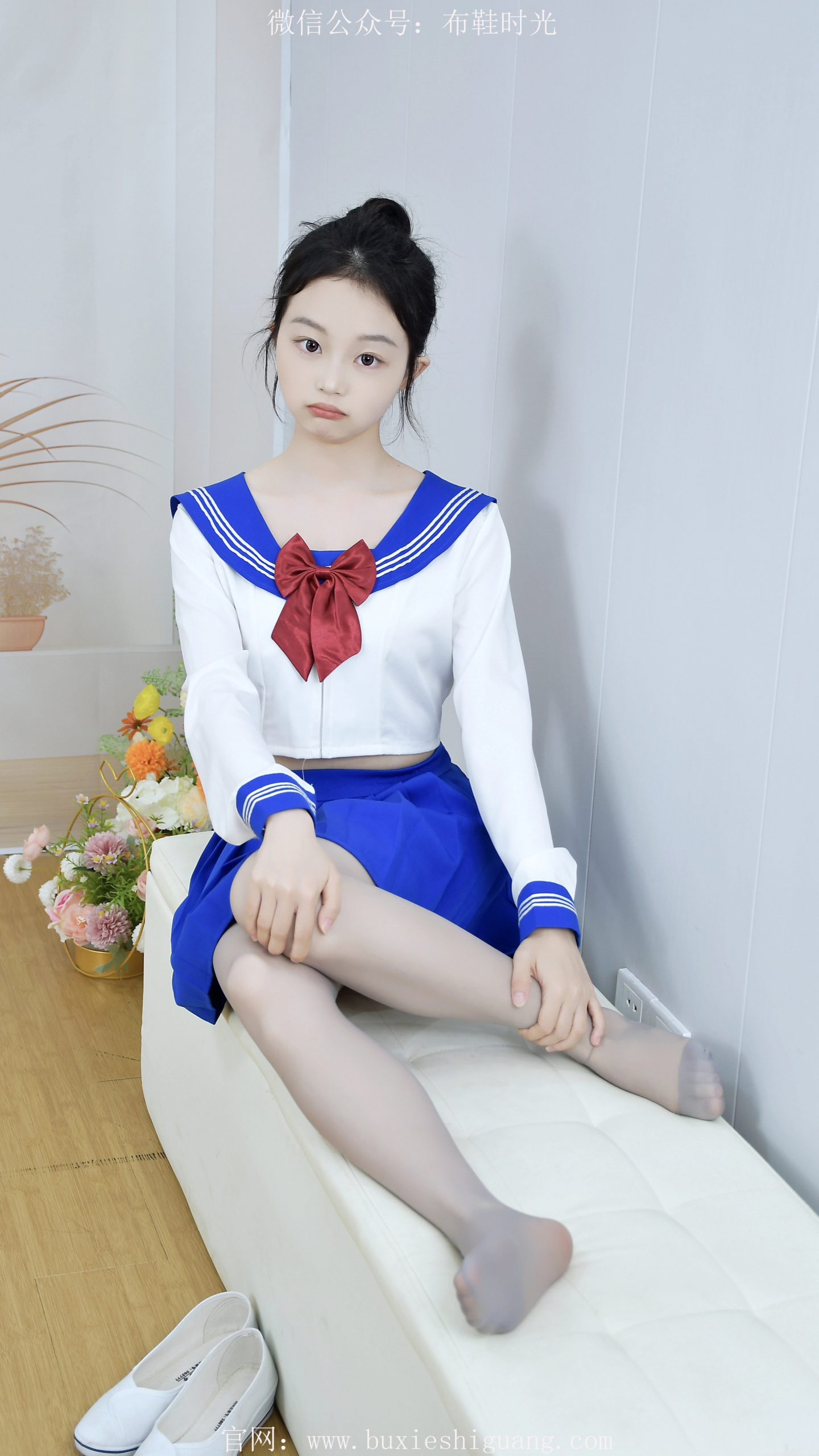 153/双双~【蓝韵灰调】蓝衫灰袜配护士鞋，青春绽放。